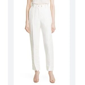 Aje United Raw Edge Linen Blend Trousers In Ivory